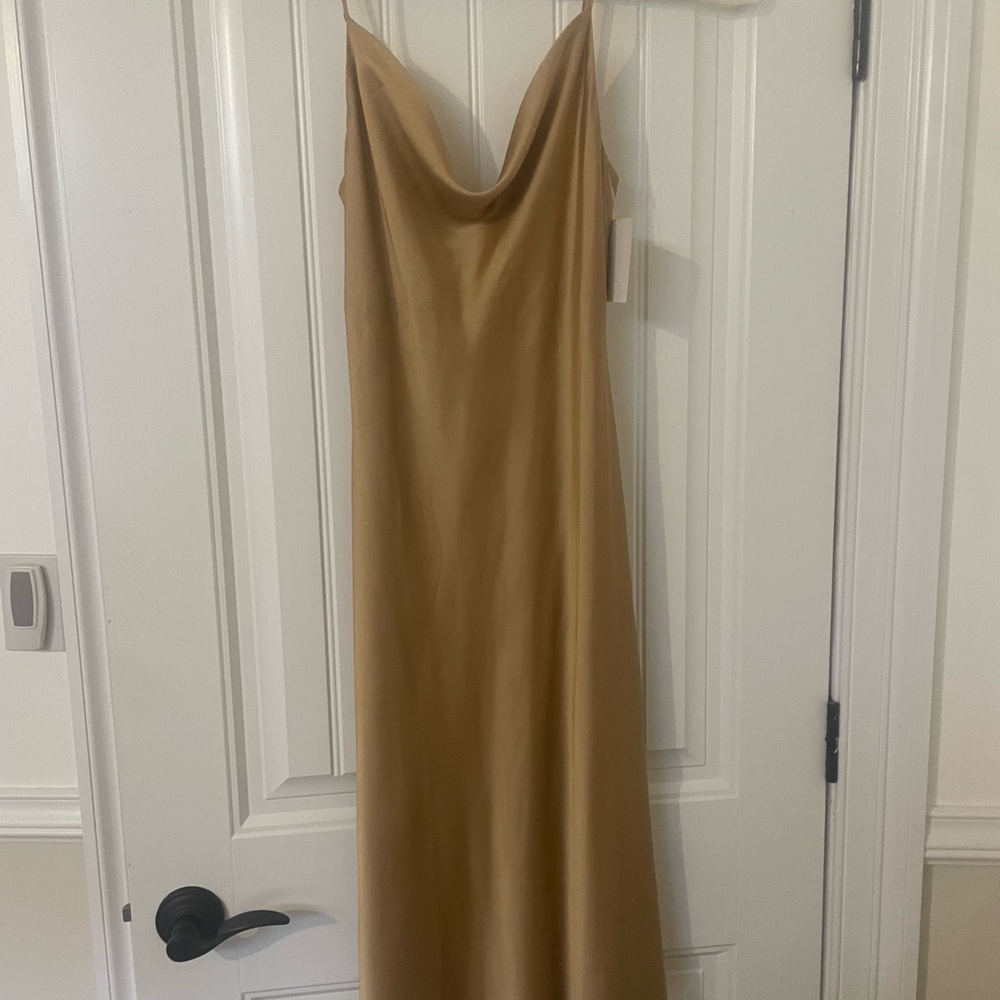 Show me your mumu midi satin cowl neck dress